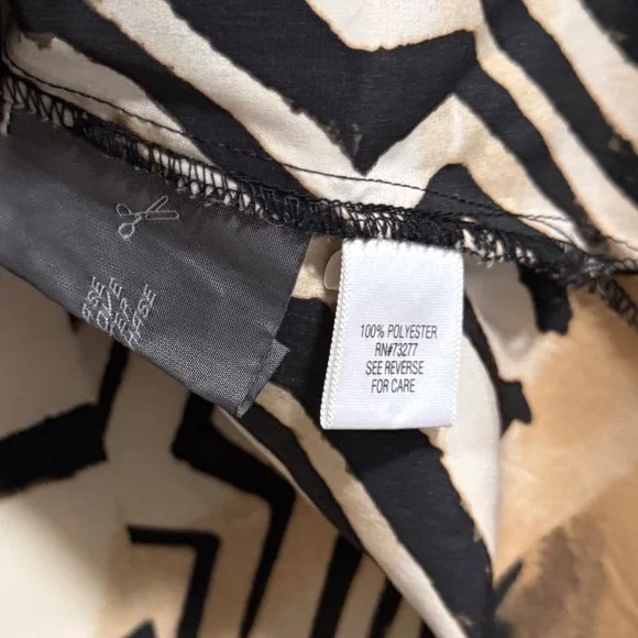 Dana Buchman Womens Teal Tan Abstract Animal Print Asymmetrical Blouse Large - Picture 4 of 5